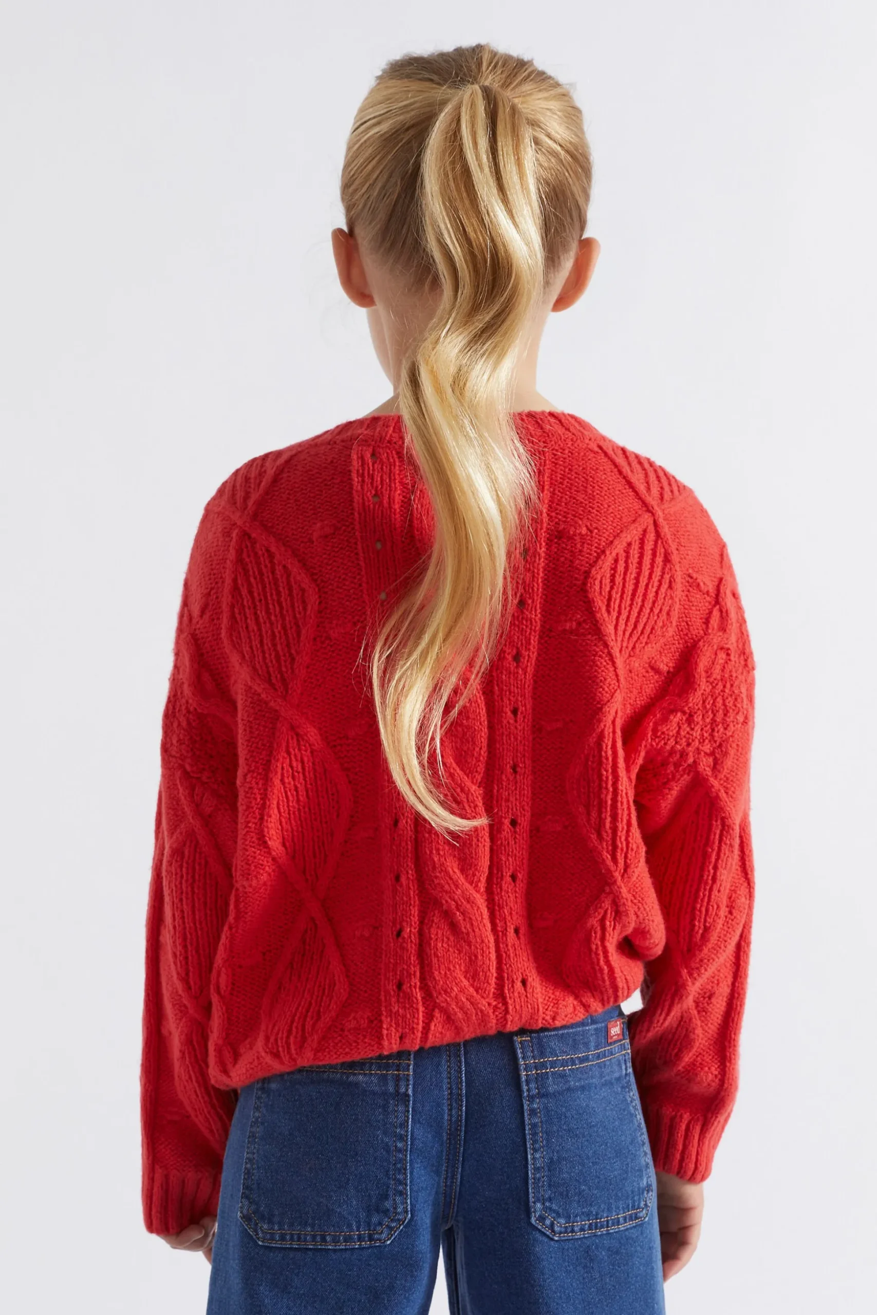 Seed Heritage Knitwear & Sweaters-Pompom Cable Knit Super Red