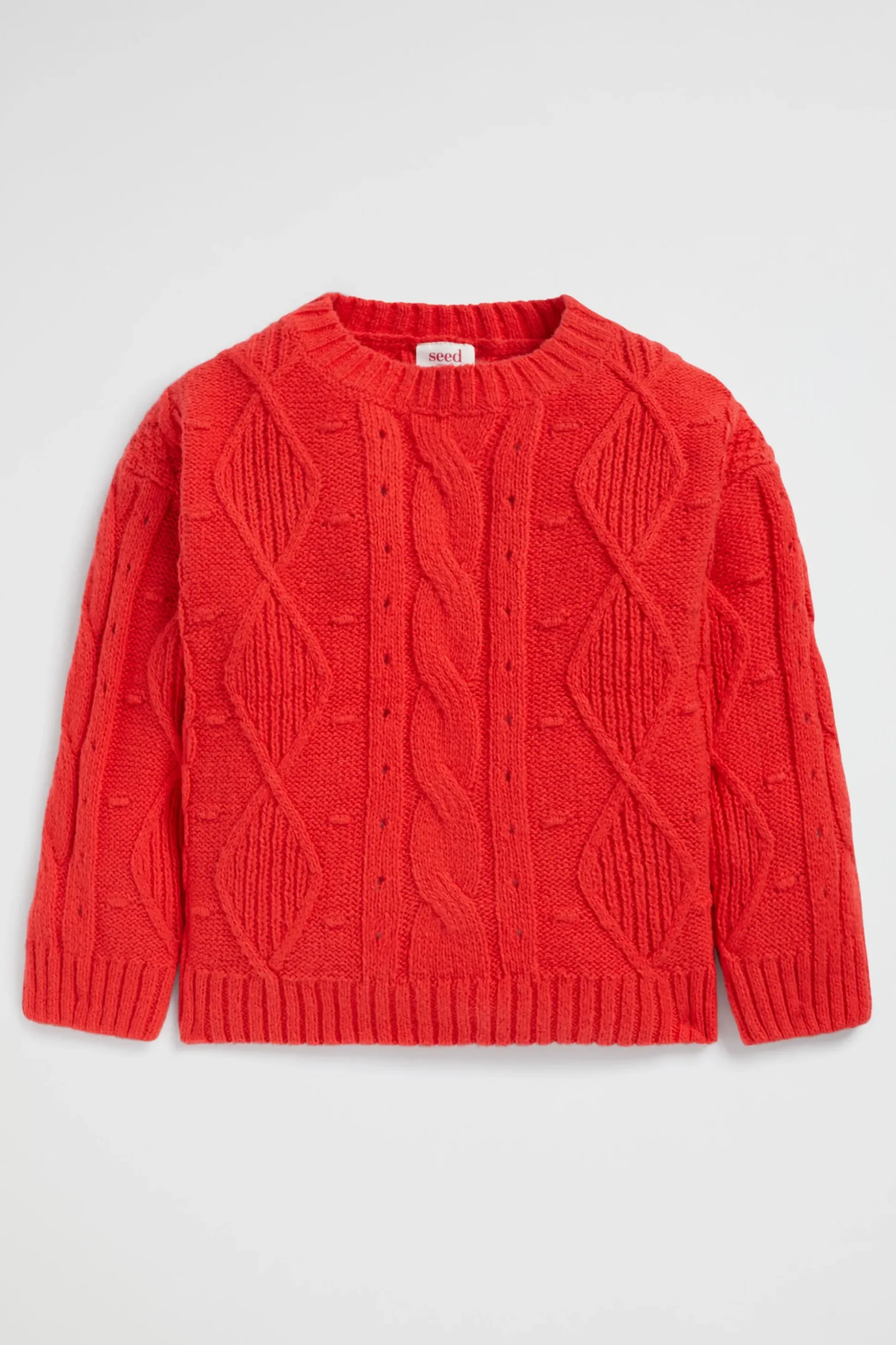 Seed Heritage Knitwear & Sweaters-Pompom Cable Knit Super Red