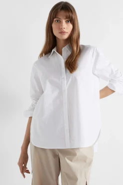 Seed Heritage T-Shirts & Tops-Poplin Button Down Shirt Whisper White