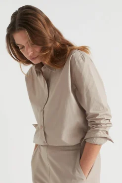 Seed Heritage T-Shirts & Tops-Poplin Button Down Shirt Light Storm
