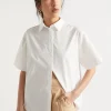 Seed Heritage T-Shirts & Tops-Poplin Short Sleeve Shirt Whisper White