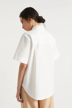 Seed Heritage T-Shirts & Tops-Poplin Short Sleeve Shirt Whisper White