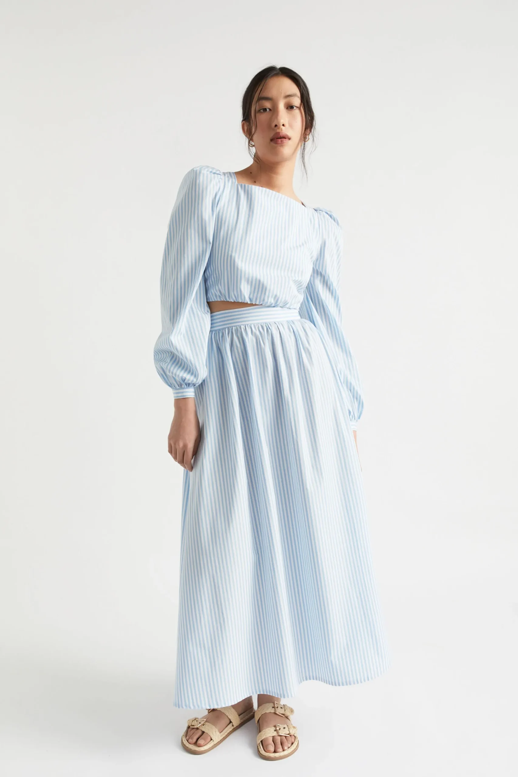 Seed Heritage T-Shirts & Tops-Poplin Stripe Top Bluebell Stripe