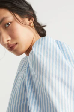 Seed Heritage T-Shirts & Tops-Poplin Stripe Top Bluebell Stripe