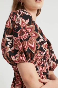 Seed Heritage Dresses-Puff Sleeve Mini Dress Vintage Floral