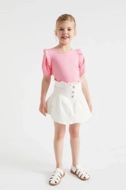 Seed Heritage T-Shirts & Tops-Puff Sleeve Tee Candy Pink