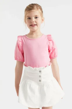 Seed Heritage T-Shirts & Tops-Puff Sleeve Tee Candy Pink