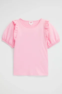 Seed Heritage T-Shirts & Tops-Puff Sleeve Tee Candy Pink