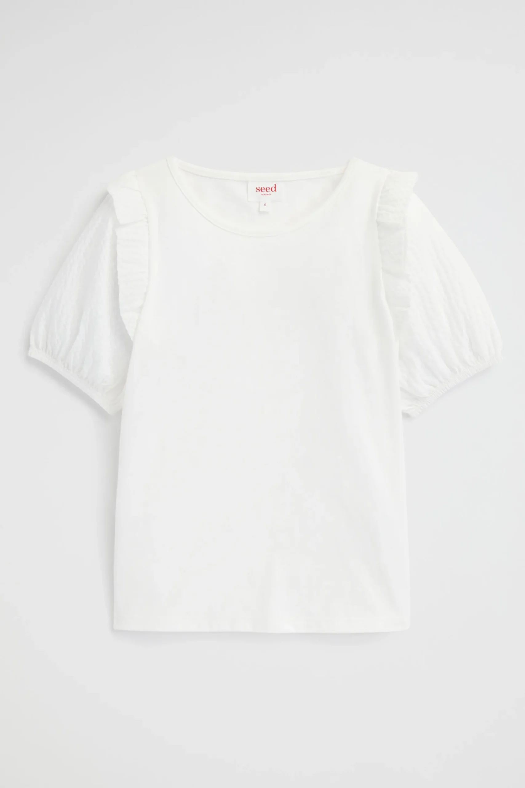 Seed Heritage T-Shirts & Tops-Puff Sleeve Tee Vintage White