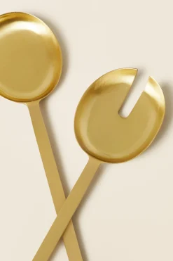 Seed Heritage Kitchen & Dining-Rae Salad Servers Brass