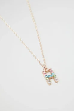 Seed Heritage Jewellery-Rainbow Diamante Initial Necklace H