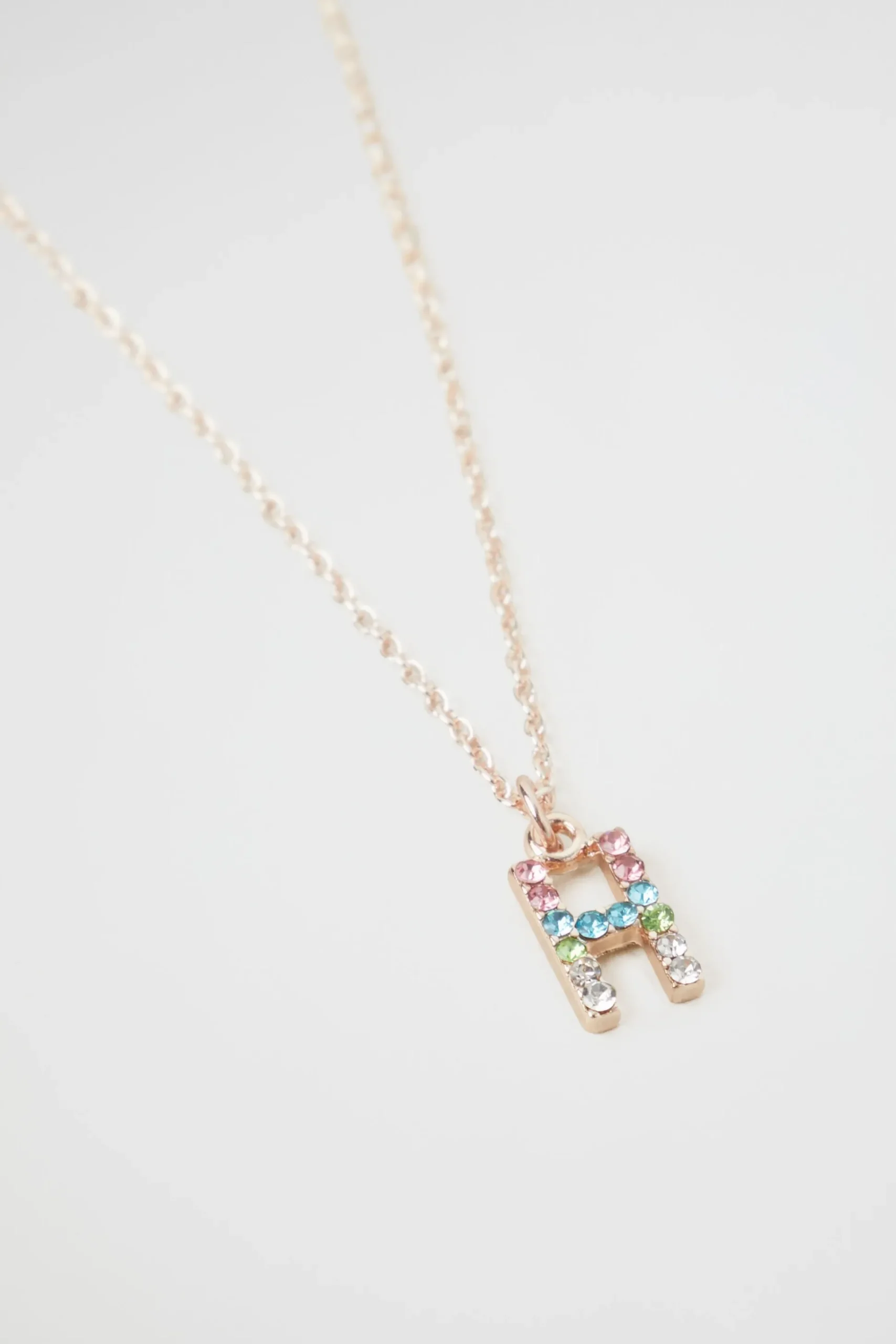 Seed Heritage Jewellery-Rainbow Diamante Initial Necklace H