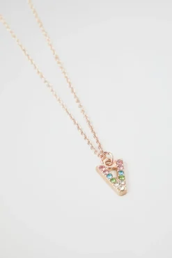Seed Heritage Jewellery-Rainbow Diamante Initial Necklace V