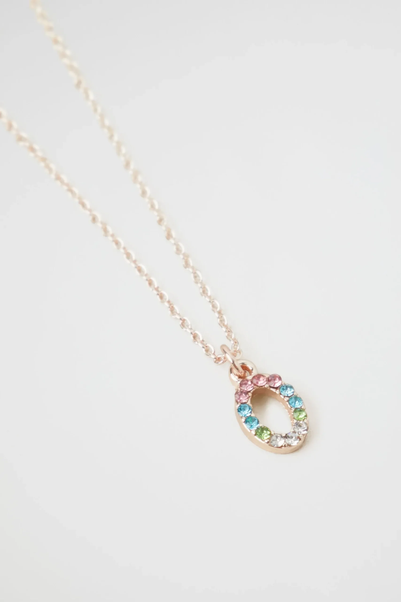 Seed Heritage Jewellery-Rainbw Diamante Initial Necklace O