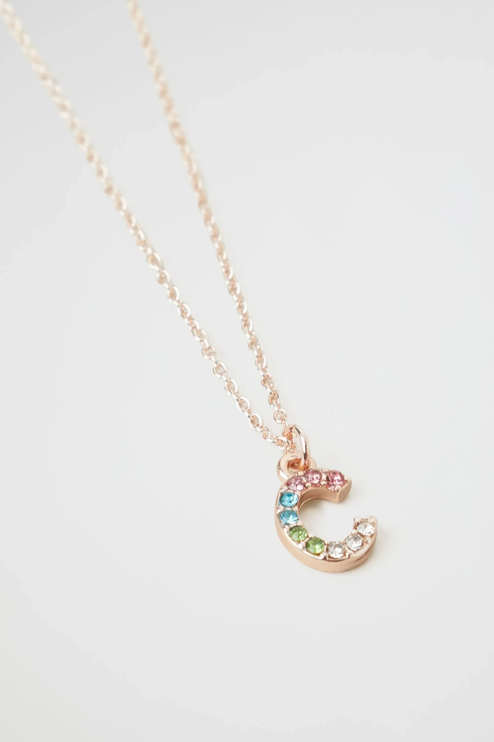 Seed Heritage Jewellery-Rainbow Diamante Initial Neklae C