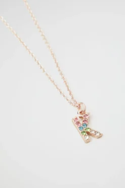 Seed Heritage Jewellery-Rainbow Diamante Initial Neclace K