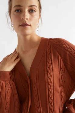 Seed Heritage Knitwear & Sweaters-Relaxed Cable Cardigan Burnt Brick