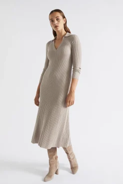 Seed Heritage Knitwear & Sweaters-Relaxed Polo Knit Dress Light Storm