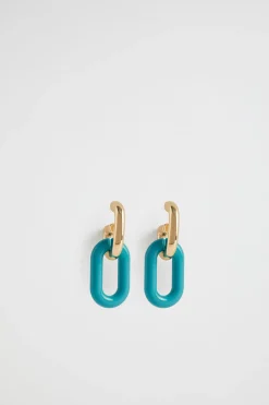 Seed Heritage Jewellery-Resin Link Hoop Peacock Blue