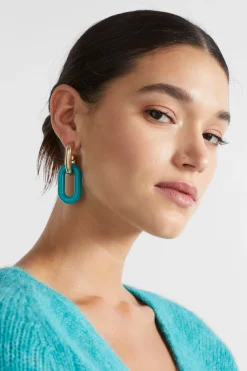 Seed Heritage Jewellery-Resin Link Hoop Peacock Blue