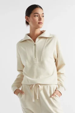 Seed Heritage Knitwear & Sweaters-Reverse Terry Zip Thru Sweat Vanilla Cream