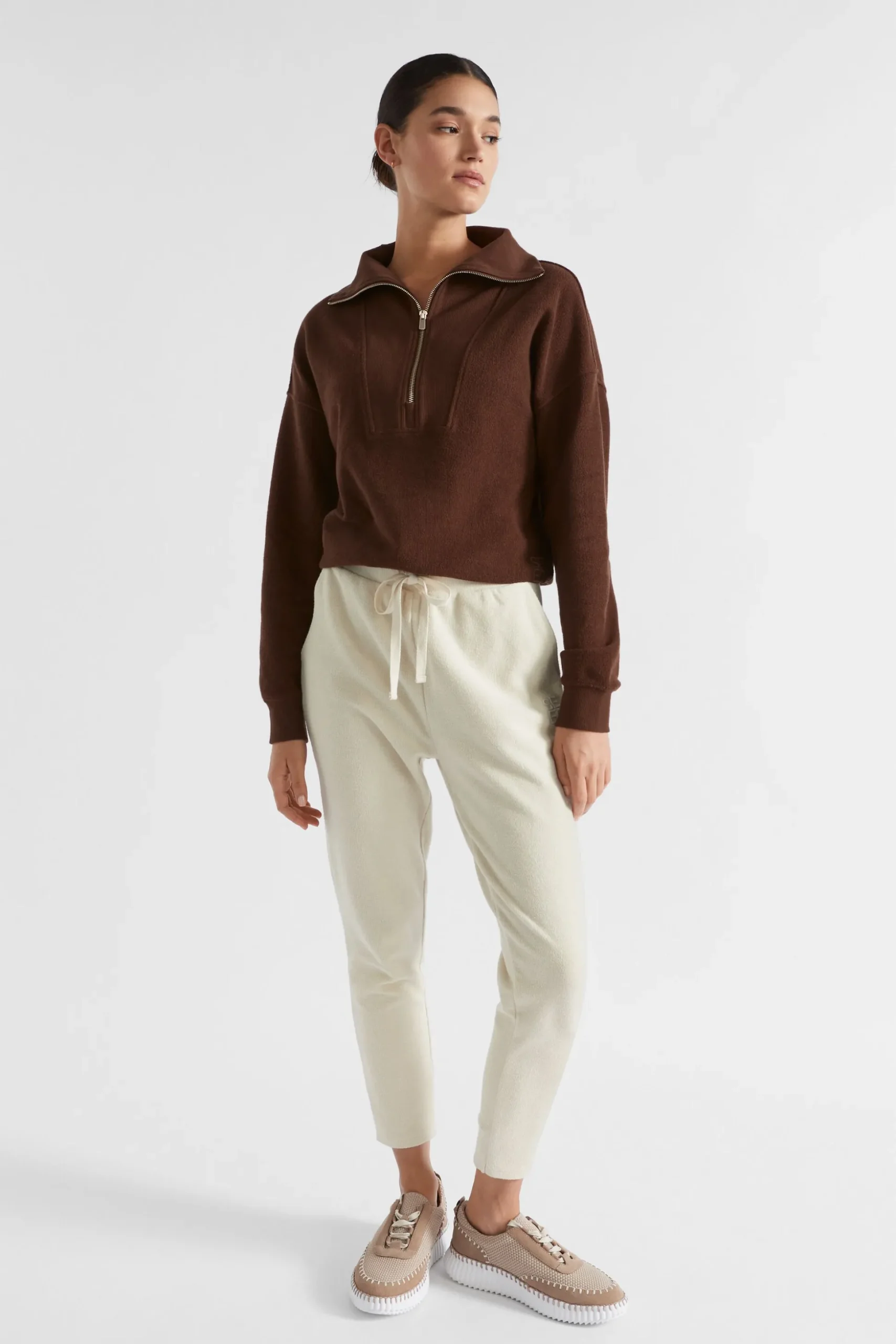 Seed Heritage Knitwear & Sweaters-Reverse Terry Zip Thru Sweat Hot Chocolate