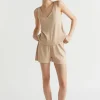 Seed Heritage Sleepwear-Rib Jersey Pyjama Short Caramel Marle