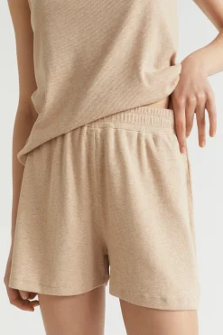 Seed Heritage Sleepwear-Rib Jersey Pyjama Short Caramel Marle