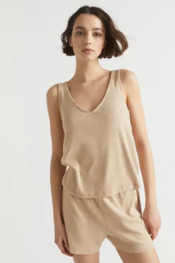 Seed Heritage Sleepwear-Rib Jersey Pyjama Short Caramel Marle