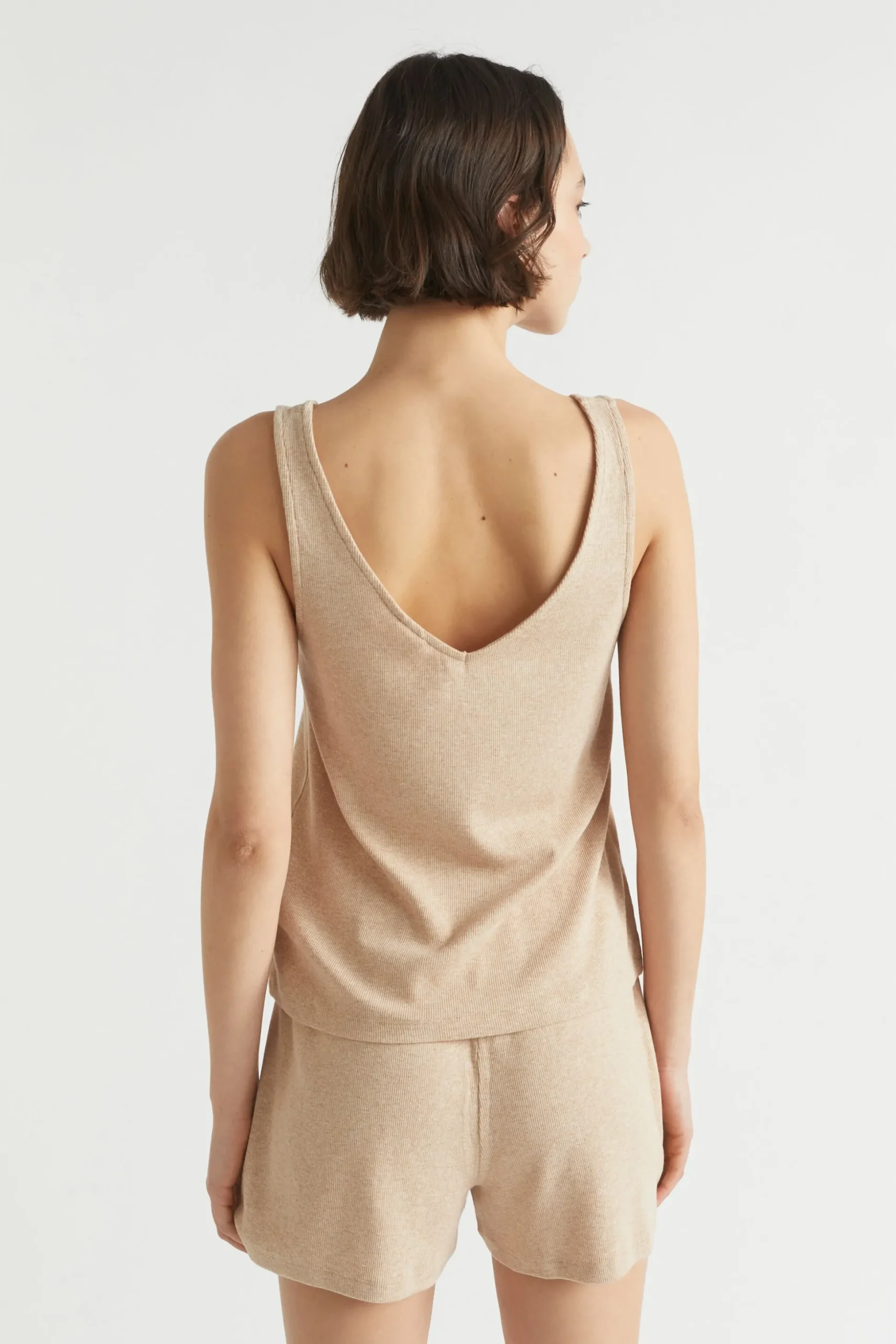 Seed Heritage Sleepwear-Rib Jersey Pyjama Short Caramel Marle