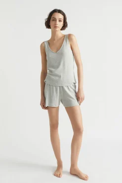 Seed Heritage Sleepwear-Rib Jersey Sleep Tank Grey Marle