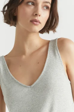Seed Heritage Sleepwear-Rib Jersey Sleep Tank Grey Marle