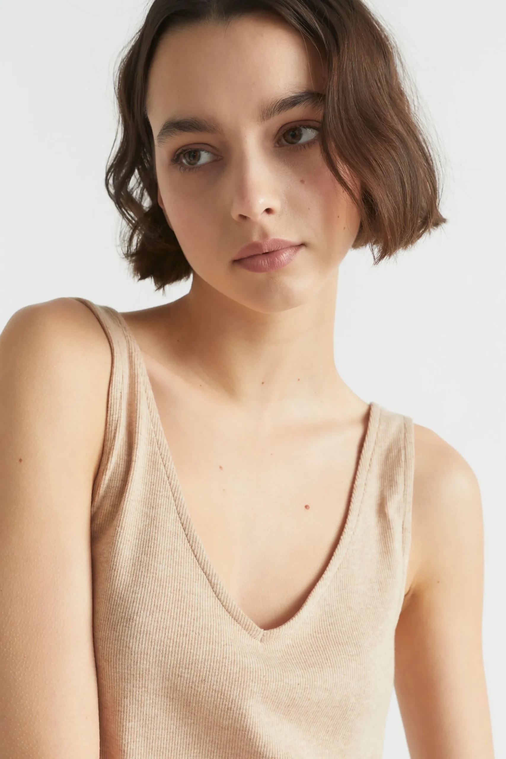 Seed Heritage Sleepwear-Rib Jersey Sleep Tank Caramel Marle