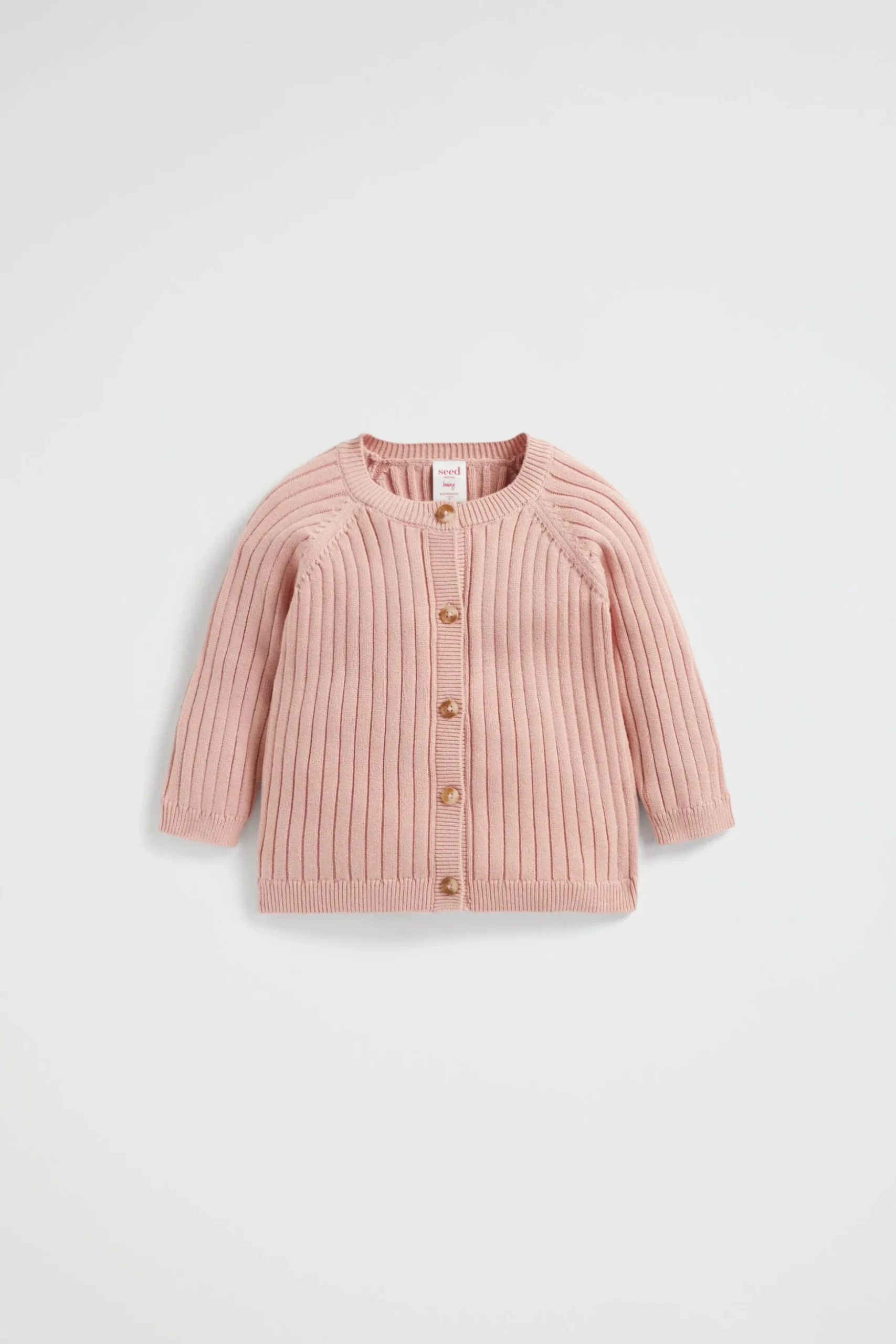 Seed Heritage Knitwear & Sweaters-Rib Knit Cardigan Chalk Pink