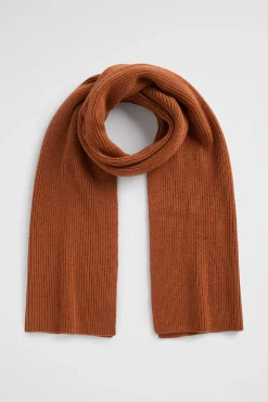 Seed Heritage Scarves & Kaftans-Rib Knit Scarf Burnt Brick