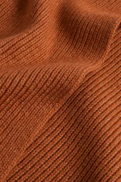 Seed Heritage Scarves & Kaftans-Rib Knit Scarf Burnt Brick
