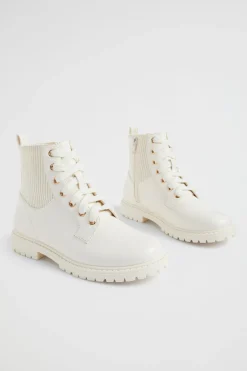 Seed Heritage Boots-Rib Panel Hiking Boot Cream