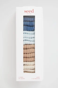 Seed Heritage Socks-Rib Sock Multipack Blue