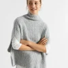 Seed Heritage Scarves & Kaftans-Roll Neck Poncho Grey Marle