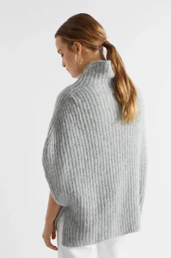 Seed Heritage Scarves & Kaftans-Roll Neck Poncho Grey Marle