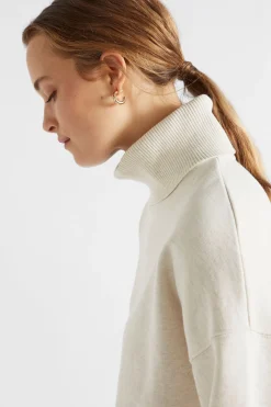 Seed Heritage Knitwear & Sweaters-Roll Neck Terry Sweat Vanilla Cream Marle