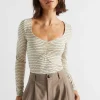 Seed Heritage T-Shirts & Tops-Ruched Sweetheart Top Vanilla Hazel Wave
