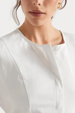 Seed Heritage Dresses-Sateen Full Hem Midi Dress Whisper White