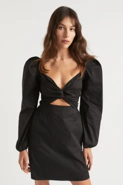Seed Heritage Dresses-Sateen Twist Front Mini Dress Black