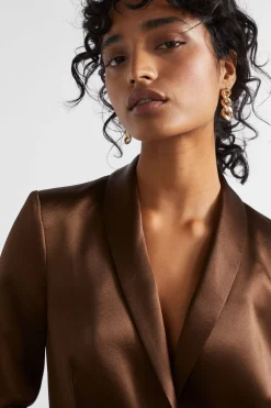 Seed Heritage Jackets & Vests-Satin Blazer Hot Chocolate