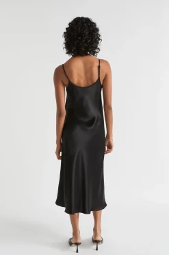 Seed Heritage Dresses-Satin Slip Dress Black