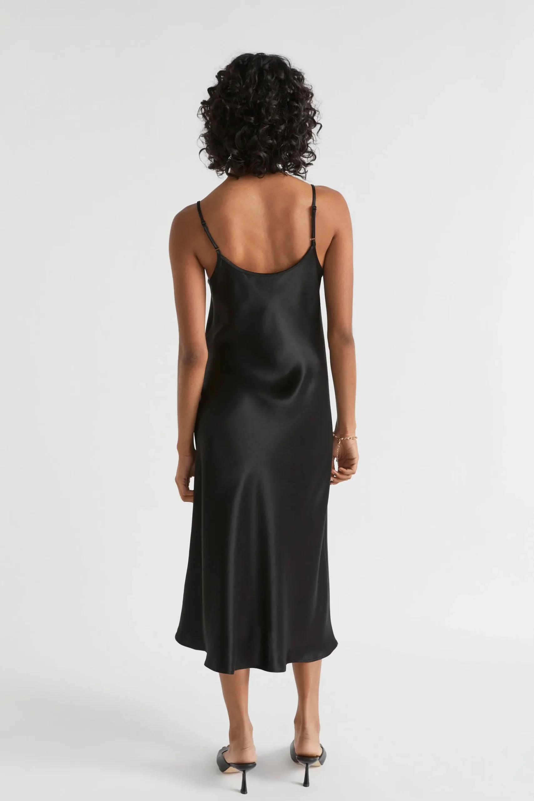 Seed Heritage Dresses-Satin Slip Dress Black