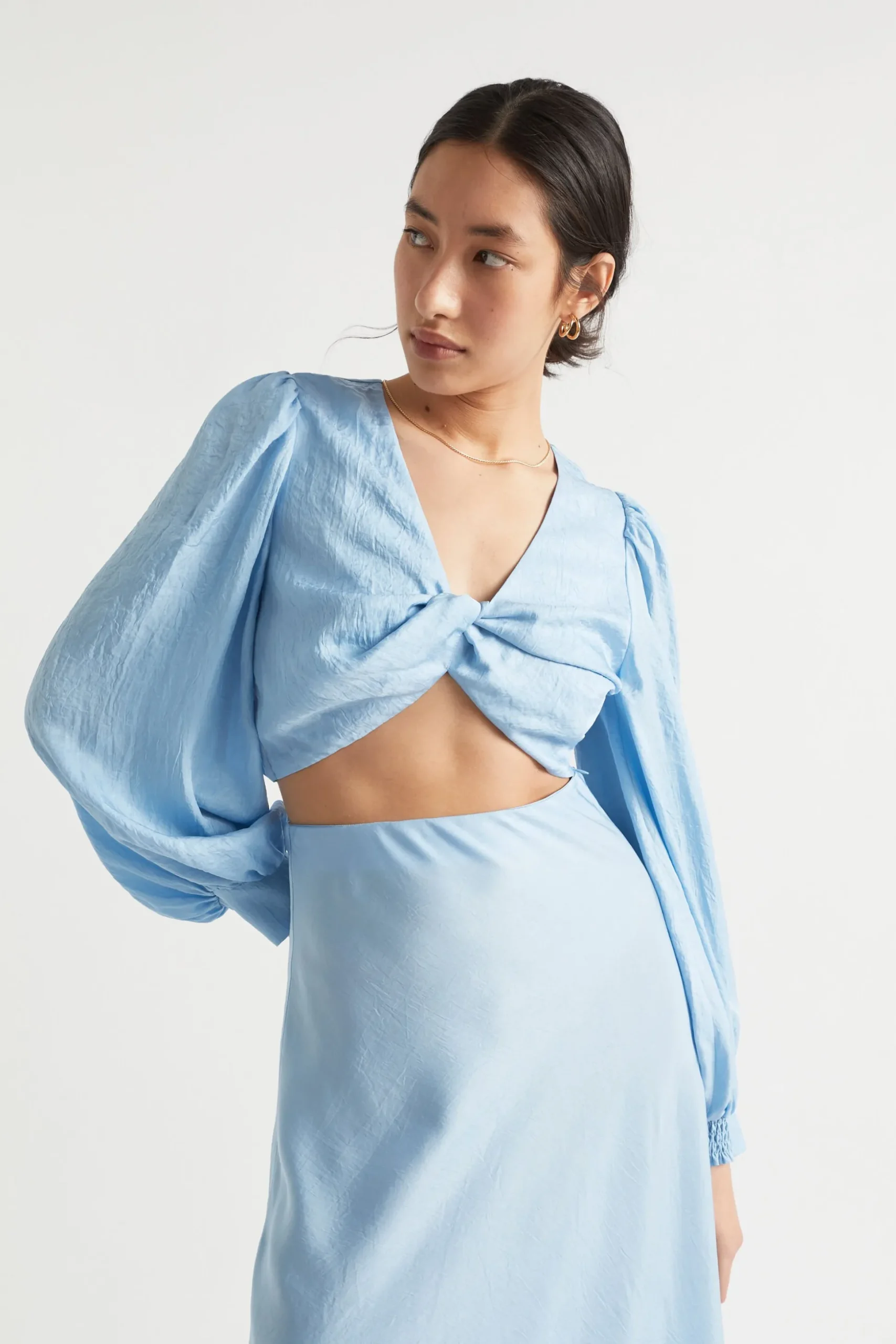 Seed Heritage T-Shirts & Tops-Satin Twist Top Bluebell