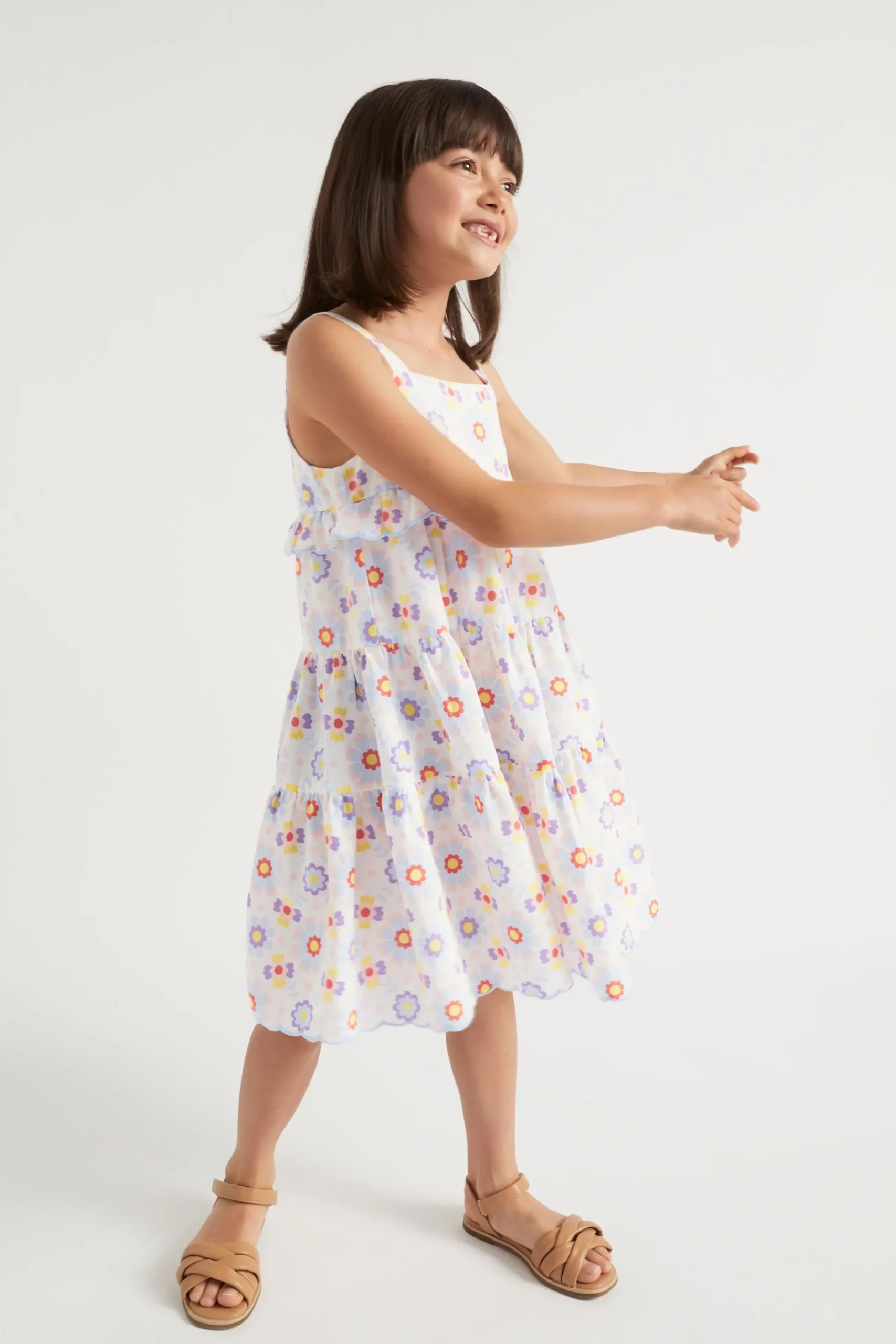 Seed Heritage Dresses-Scalloped Tier Dress Multi
