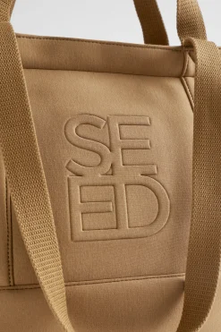 Seed Heritage Beach Bags-Seed Logo Jersey Overnight Bag Deep Brass